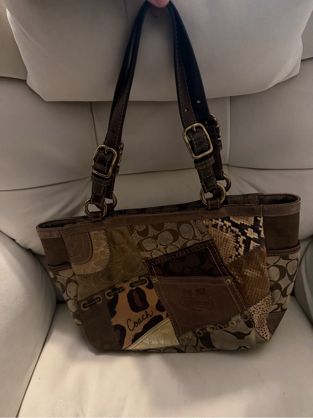 Coach Patchwork Brown & Tan Signature Shoulder Bag